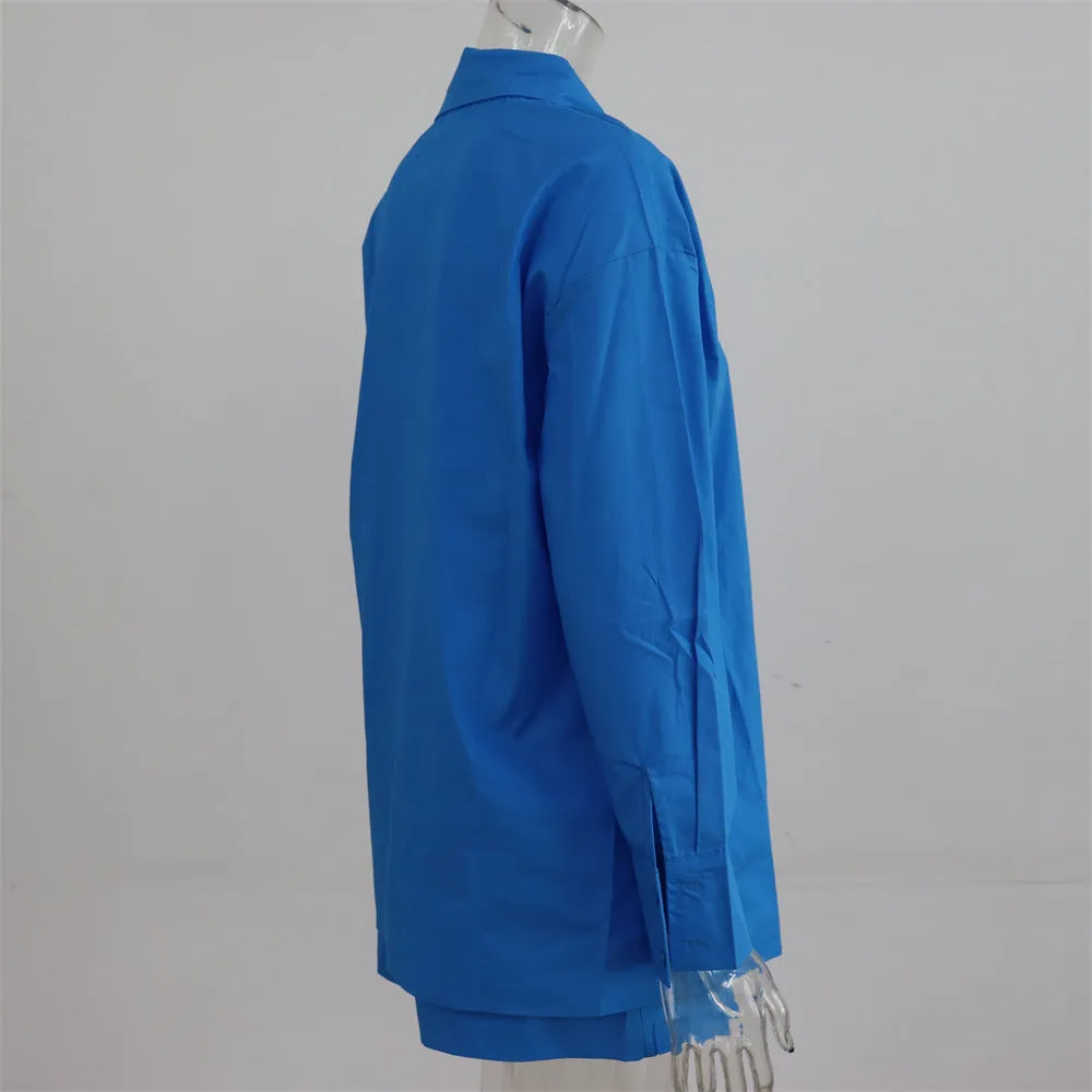 Women's Tracksuits Shirt With Mini Shorts Cotton Two Pieces Sets Fashion Clothing Outfits Blouse Set