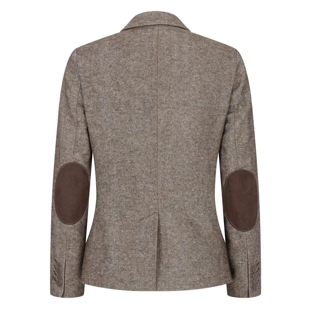 Womens Tweed Blazer Jacket 1920s Vintage Elbow Patch Waistcoat Blinders Tan