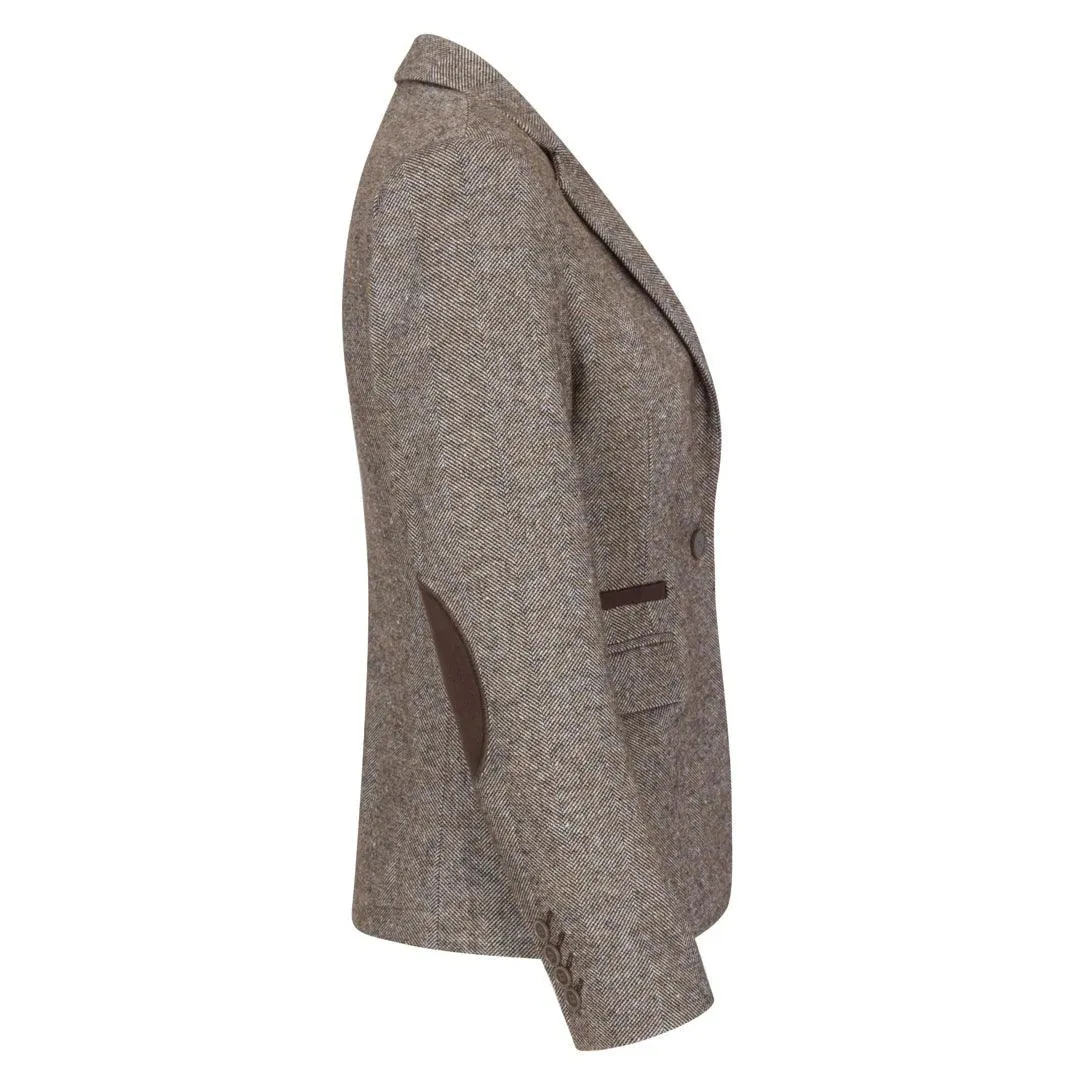 Womens Tweed Blazer Jacket 1920s Vintage Elbow Patch Waistcoat Blinders Tan