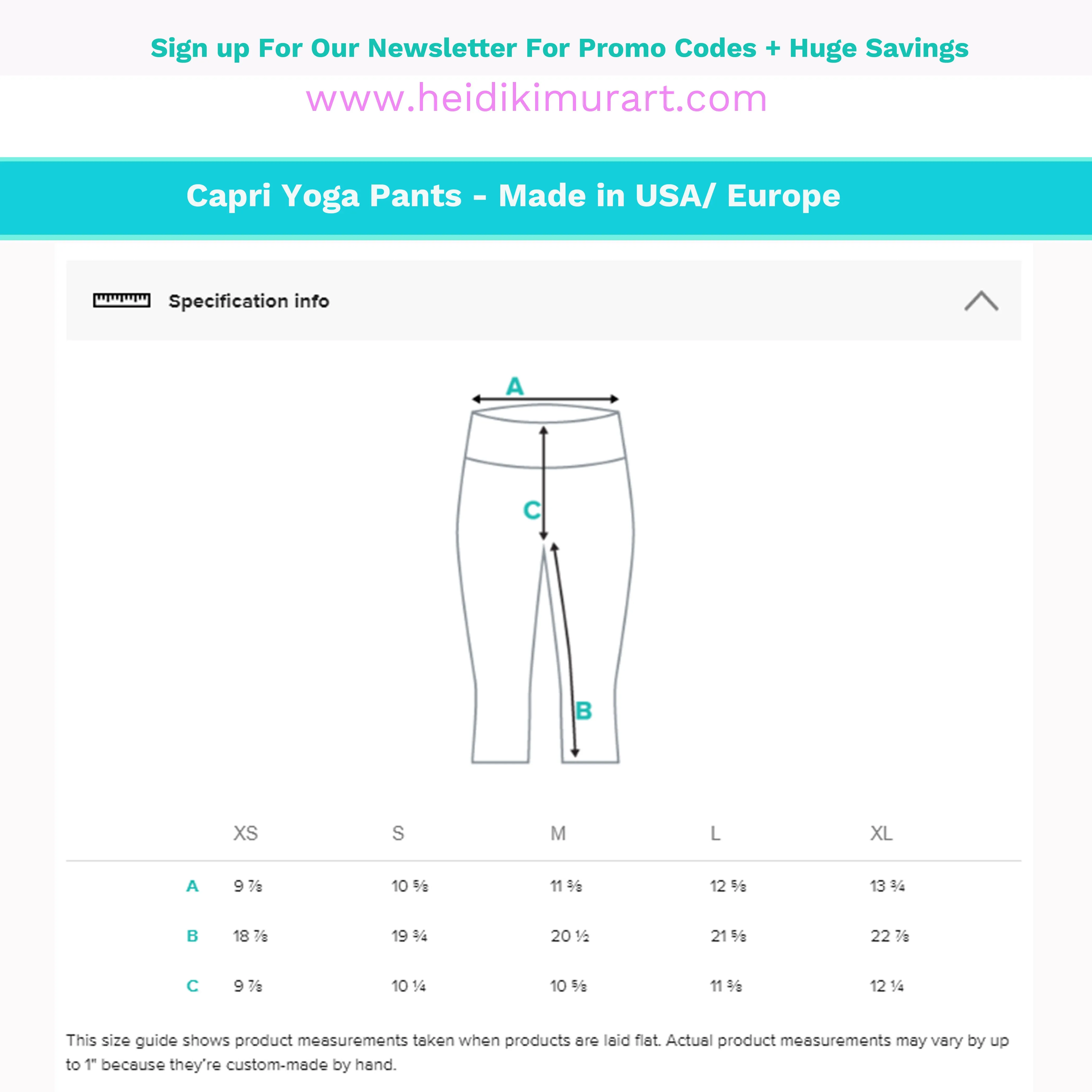 Yellow Striped Yoga Capri Pants, Women's Capris Leggings w/ Pockets -Made In USA/EU