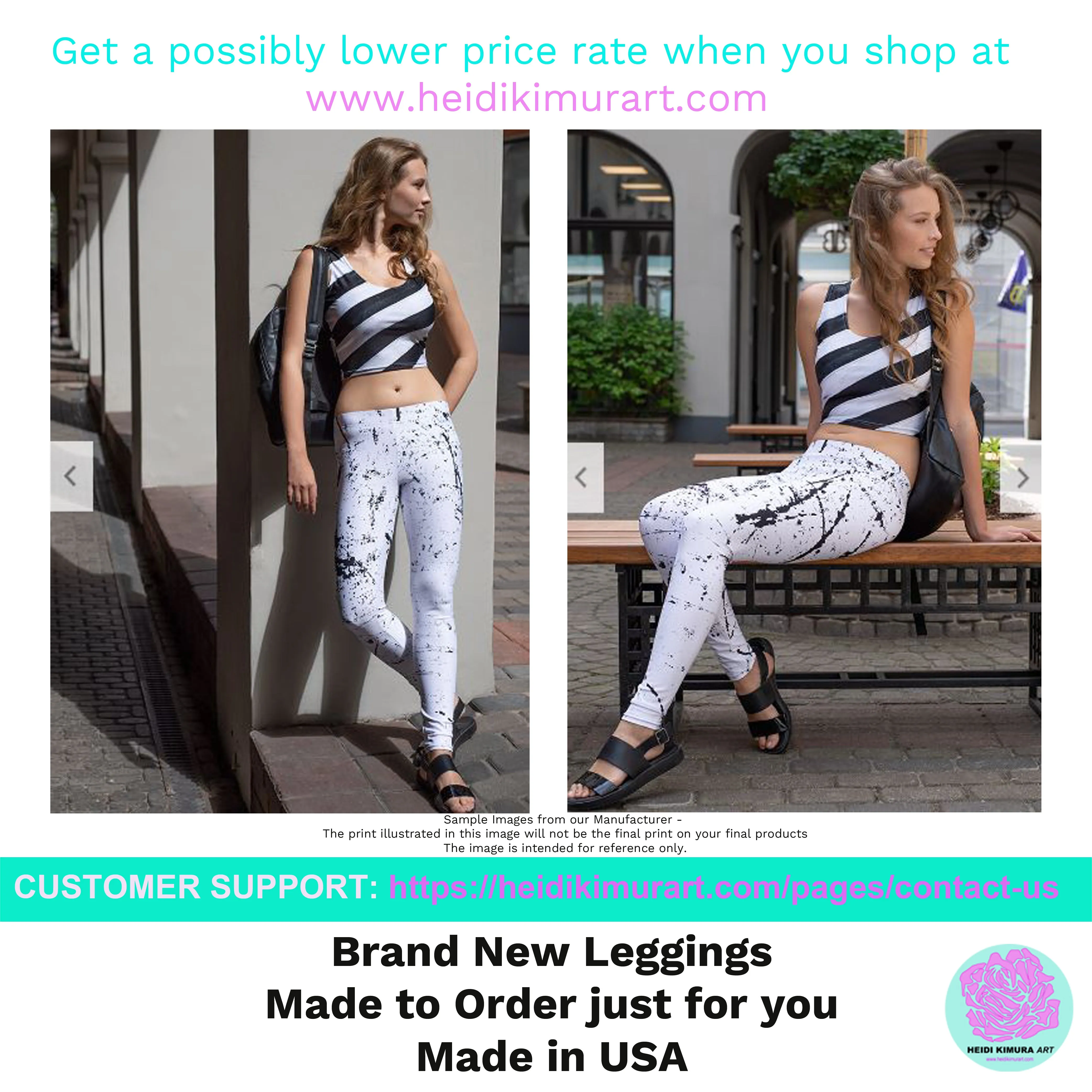 Yellow Striped Yoga Capri Pants, Women's Capris Leggings w/ Pockets -Made In USA/EU